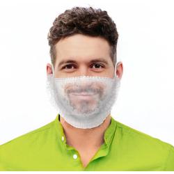 White Beard Covers for Men 18"; 50 Pack of Polypropylene Beard Cover Protector; Beard Guard; Blue Net Protector; Reusable Beard Nets For Men Food Service; Kitchen Beard Hair Net